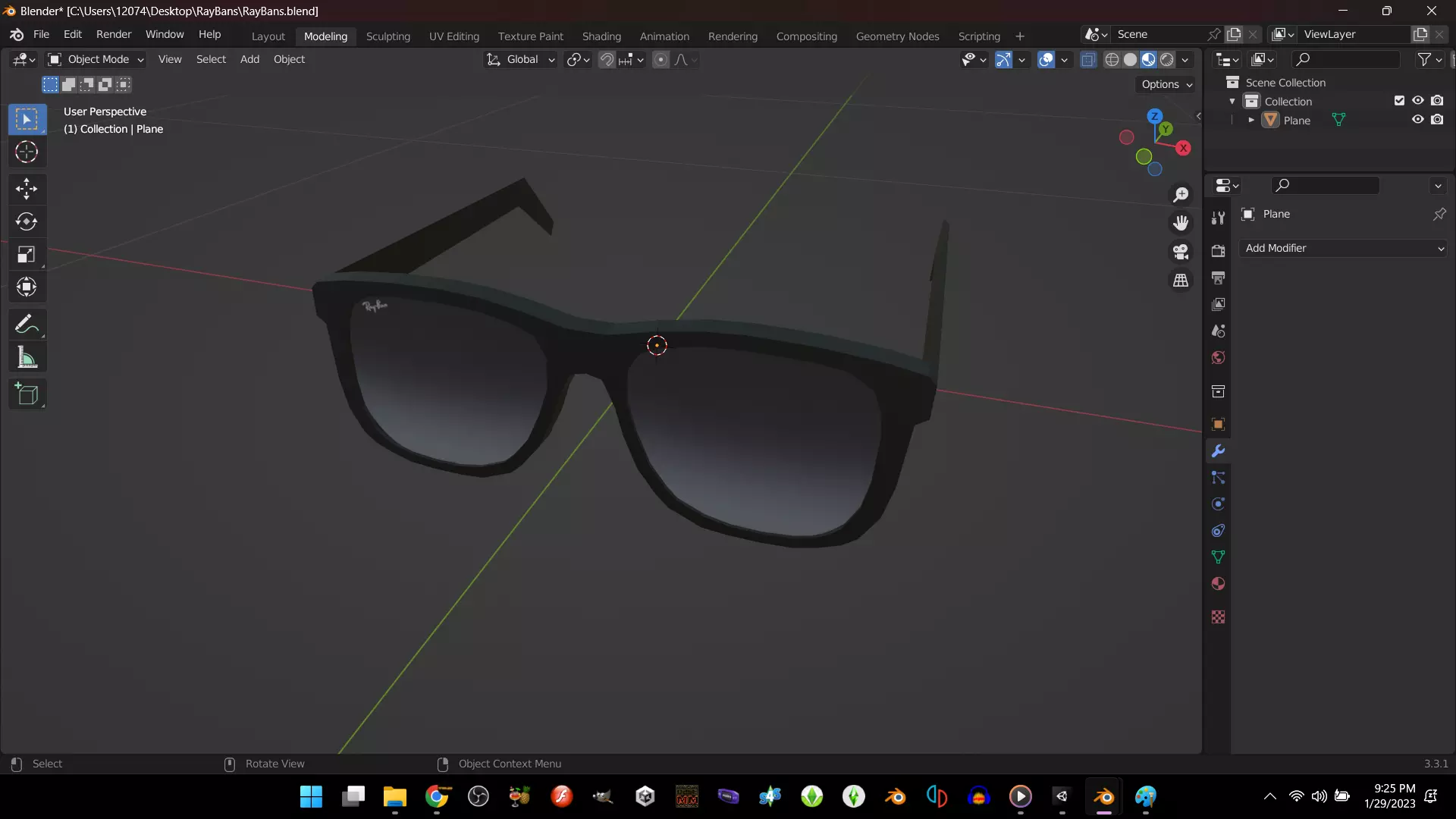 low poly ray bans Free low-poly 3D model_0