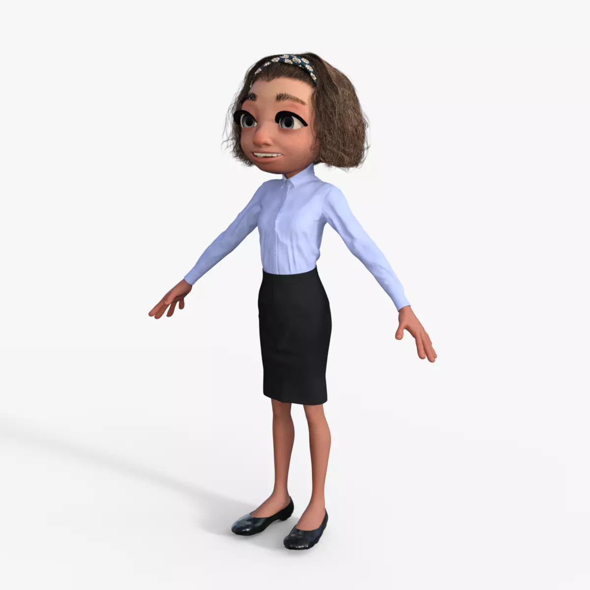 Cartoon Secretary Rigged 3D model