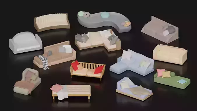 Sofa Collection  13 Items 3d models furniture