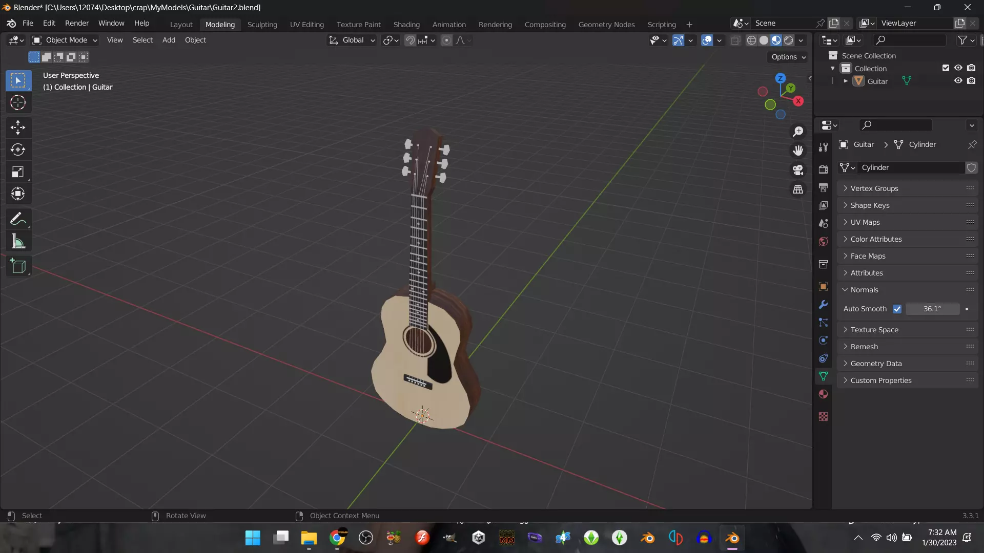 Guitar acoustic Free low-poly 3D model
