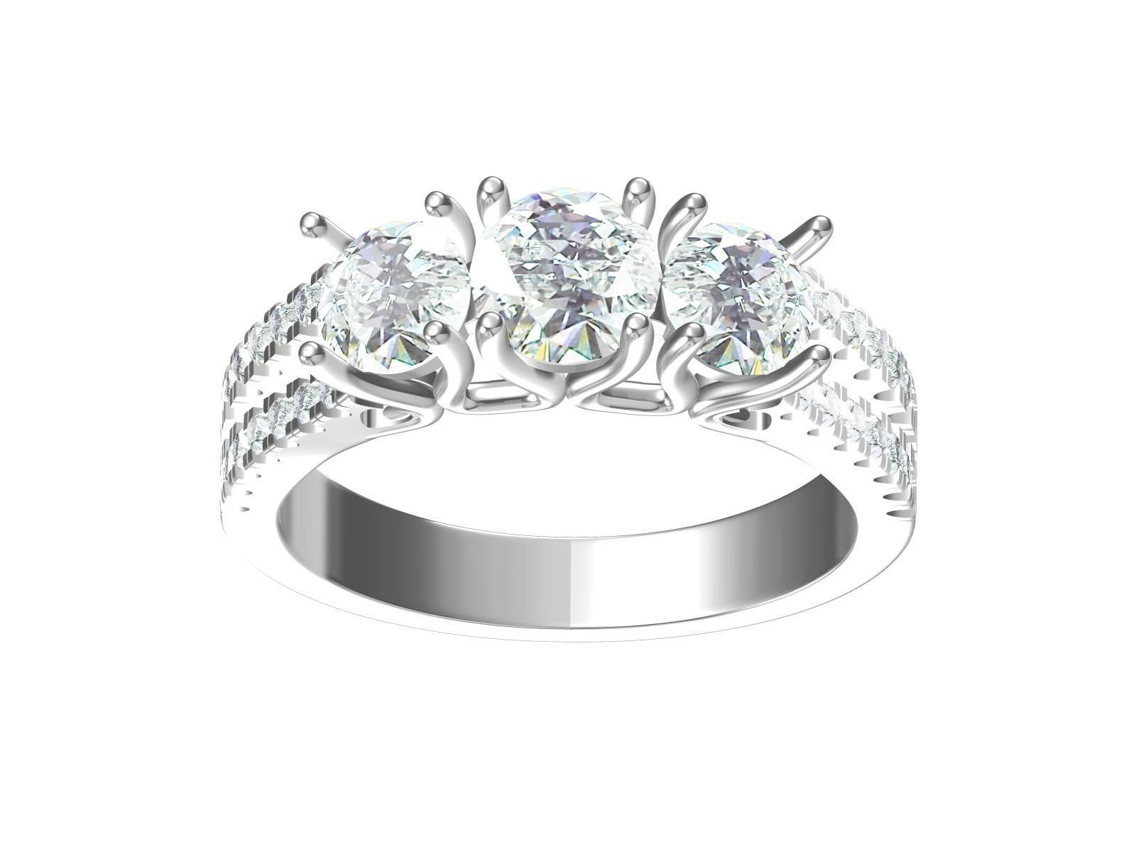 solitaire three ring Round 3D print model_4