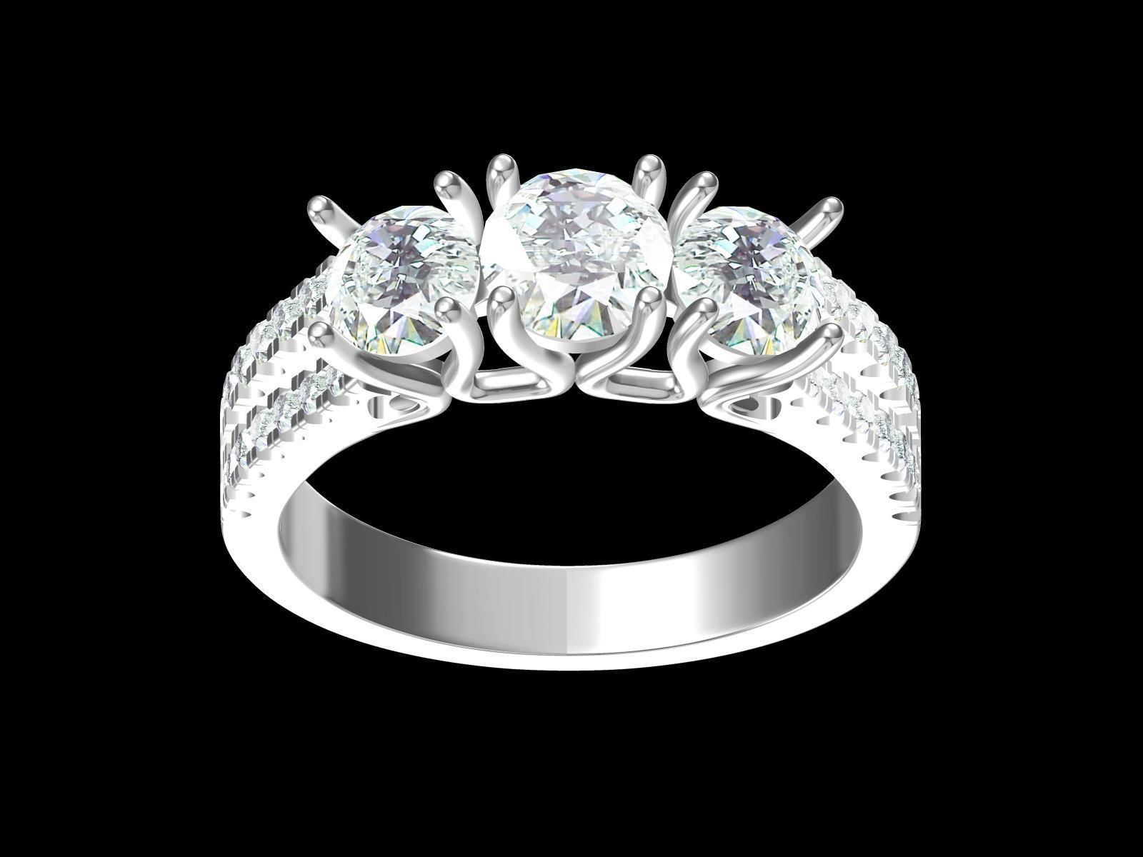 solitaire three ring Round 3D print model_2