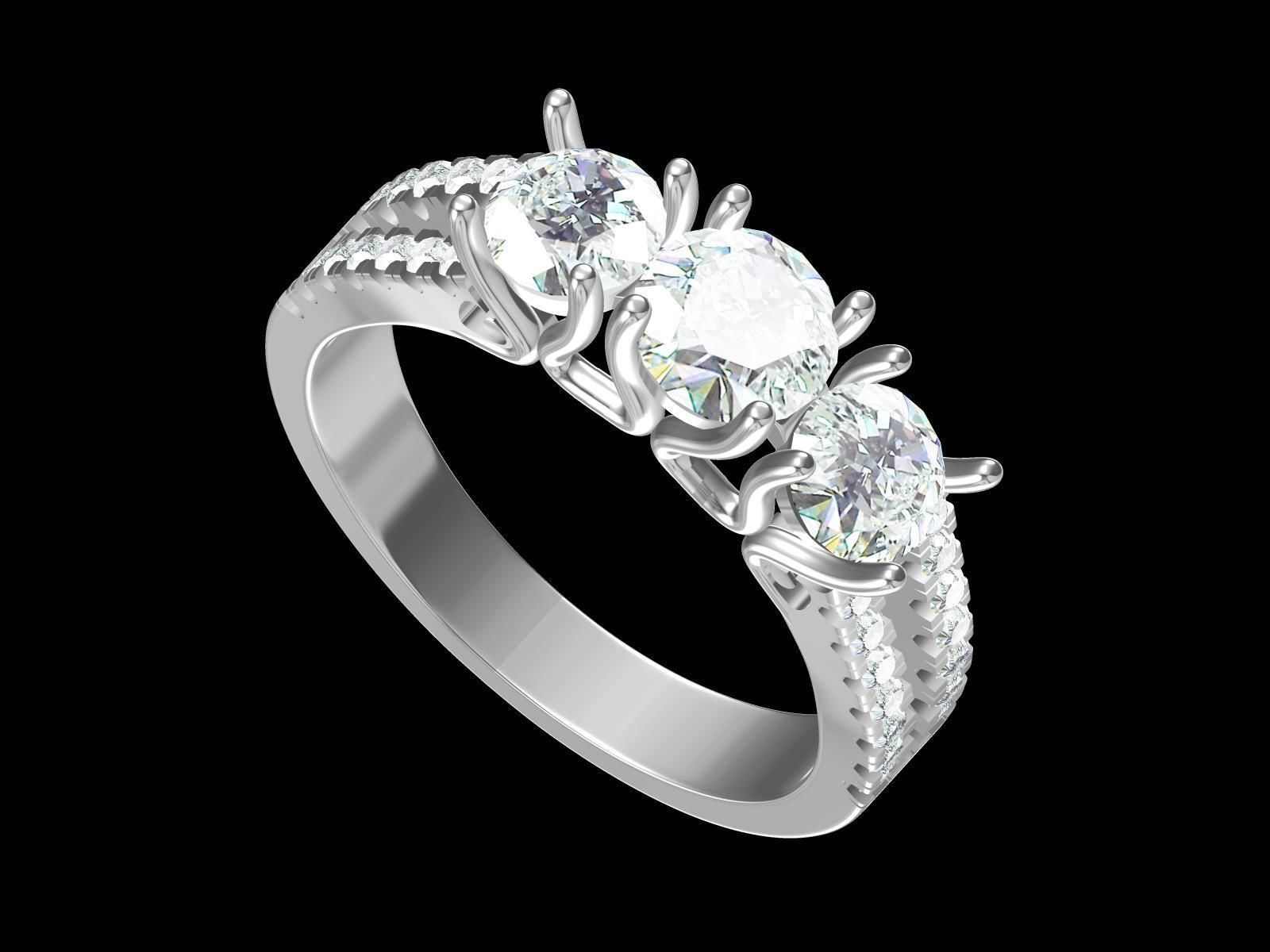 solitaire three ring Round 3D print model_1