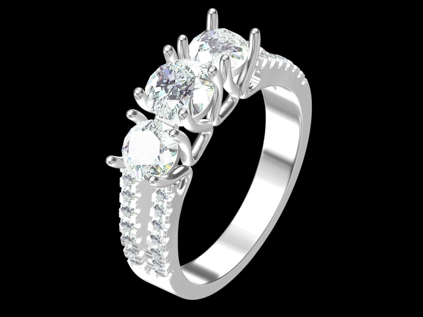 solitaire three ring Round 3D print model_3