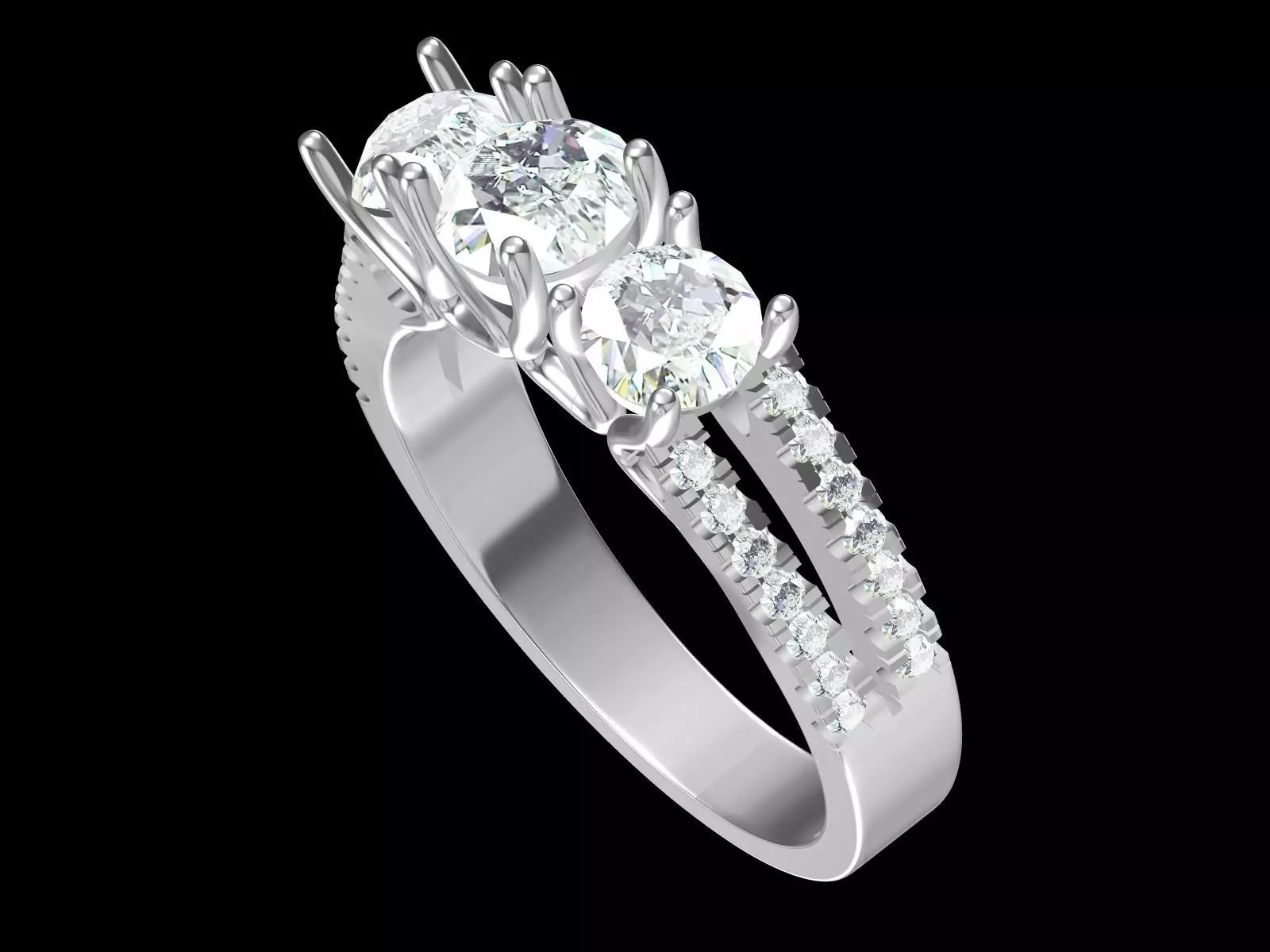 solitaire three ring Round 3D print model_0