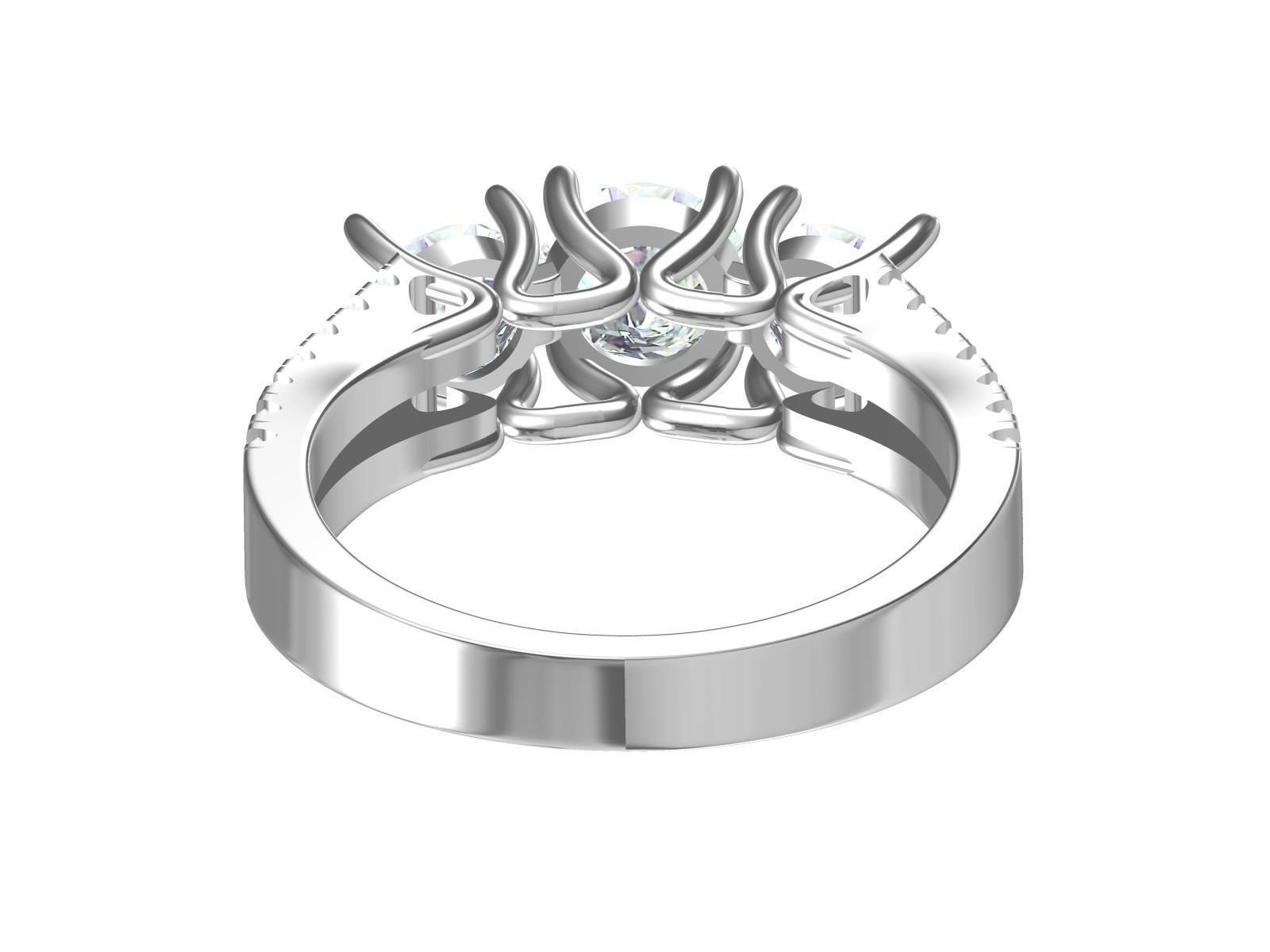 solitaire three ring Round 3D print model_5