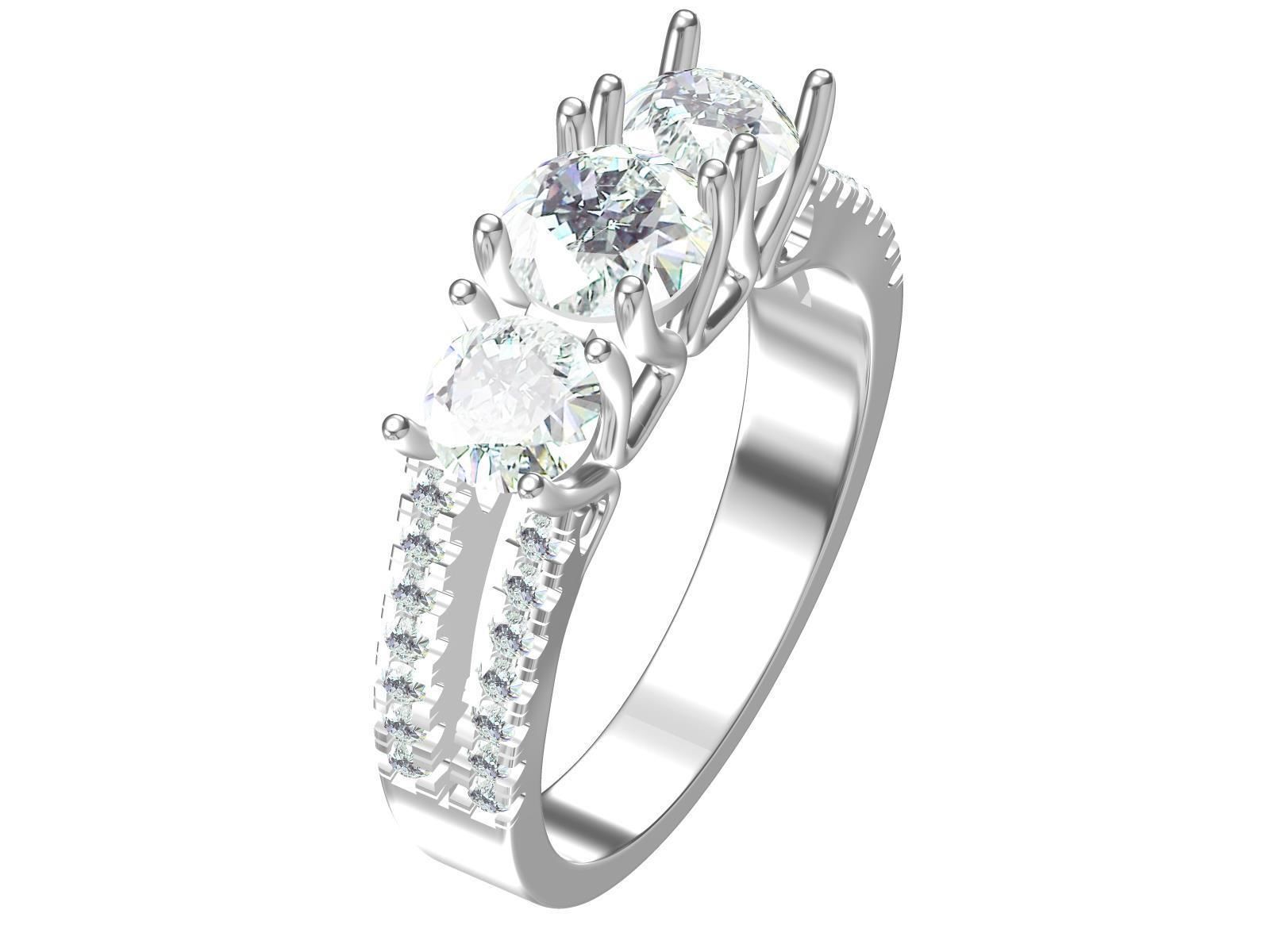solitaire three ring Round 3D print model_9