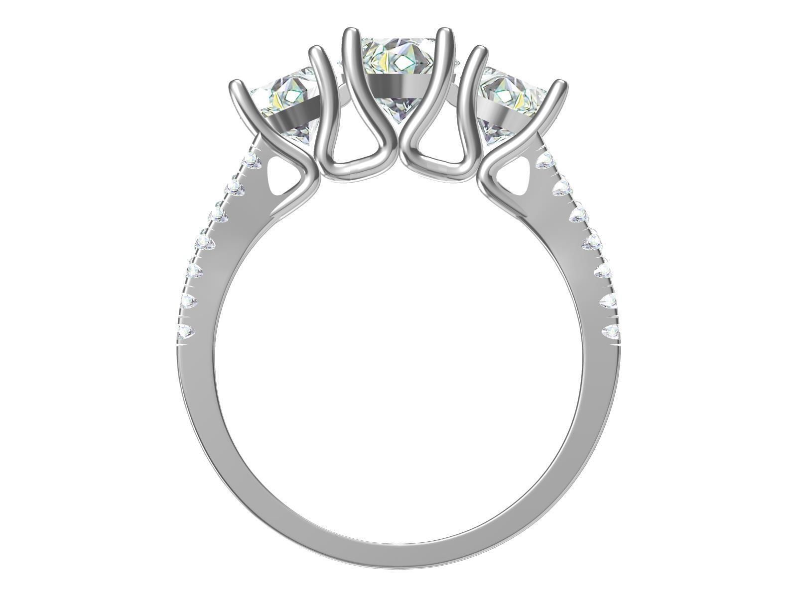 solitaire three ring Round 3D print model_10