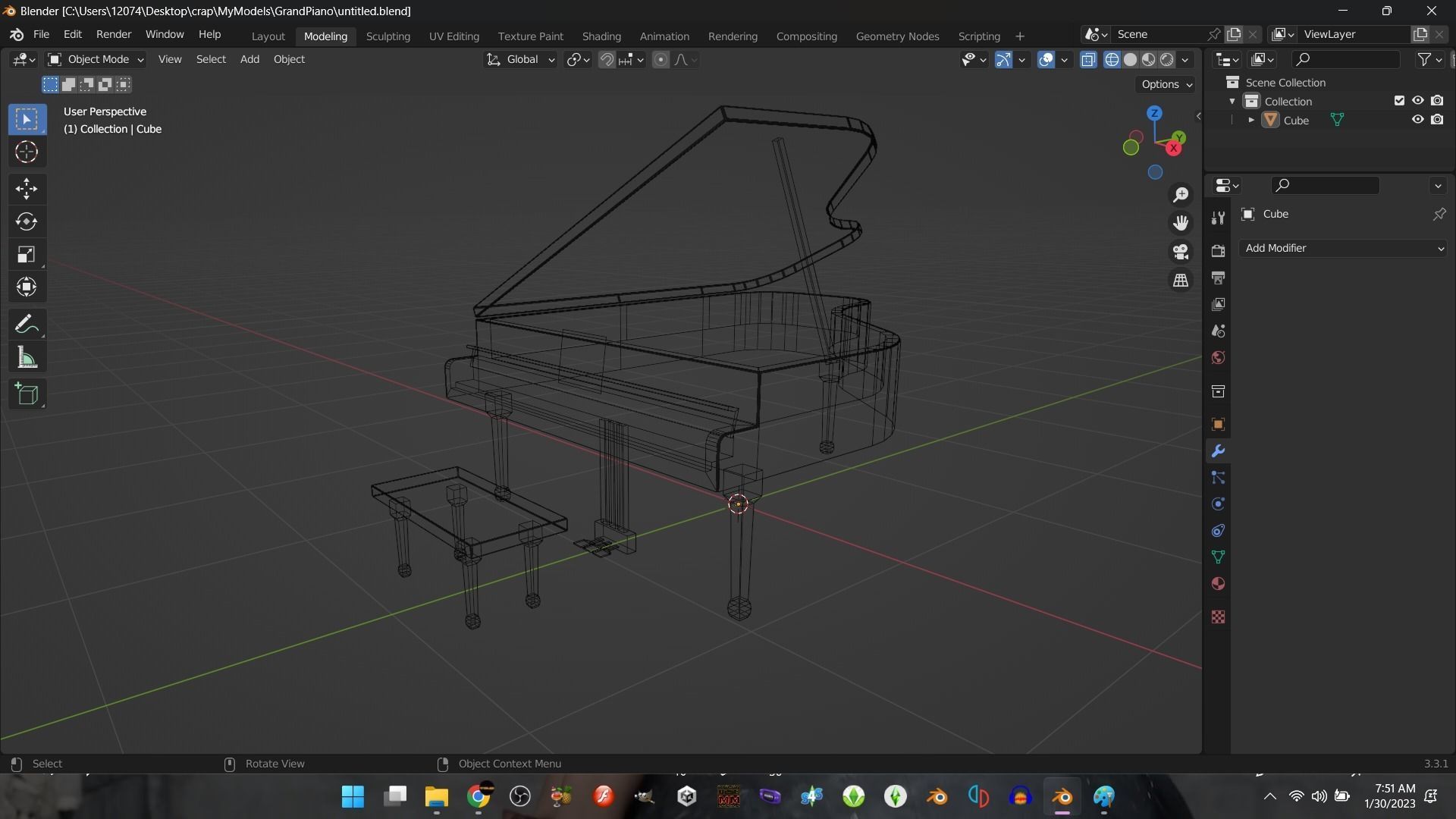 Grand Piano Free low-poly 3D model_1