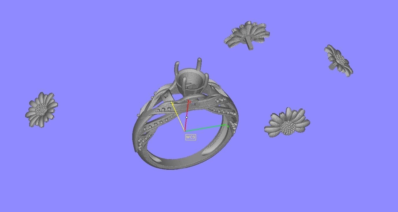 Yellow Sunflower Rings For Women 3D print model_13