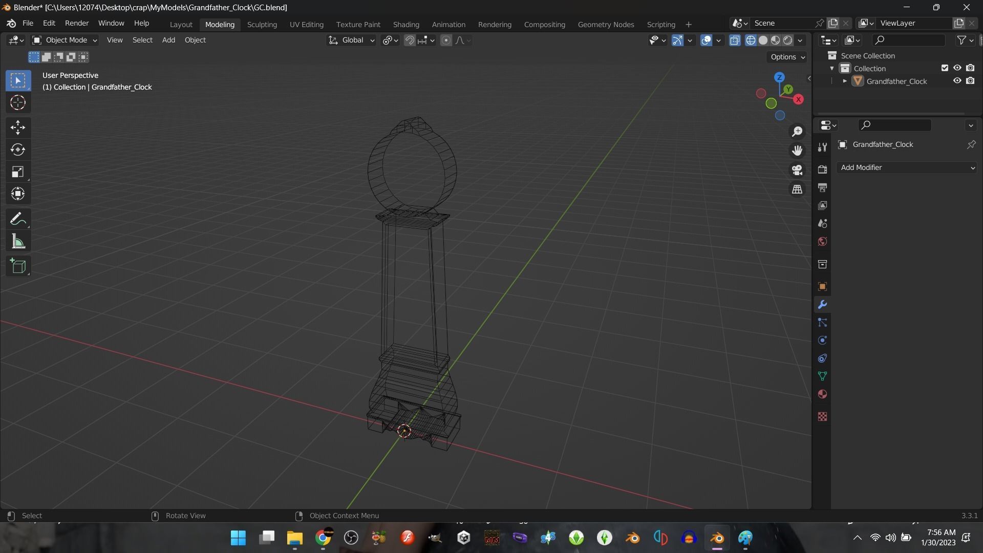 Grandfather Clock Free low-poly 3D model_1