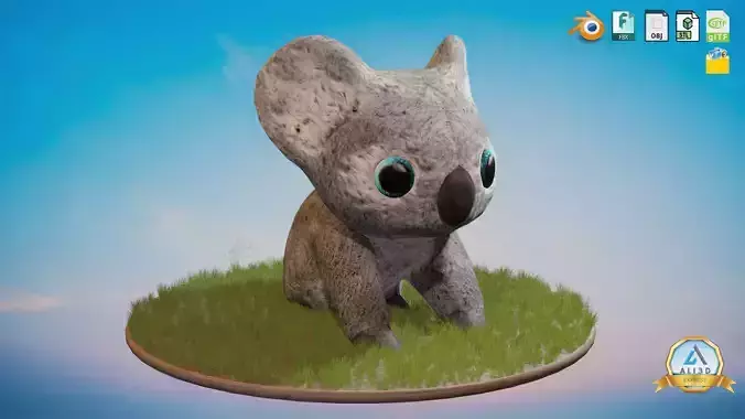 Australian Koala with Textures Low-poly 3D model