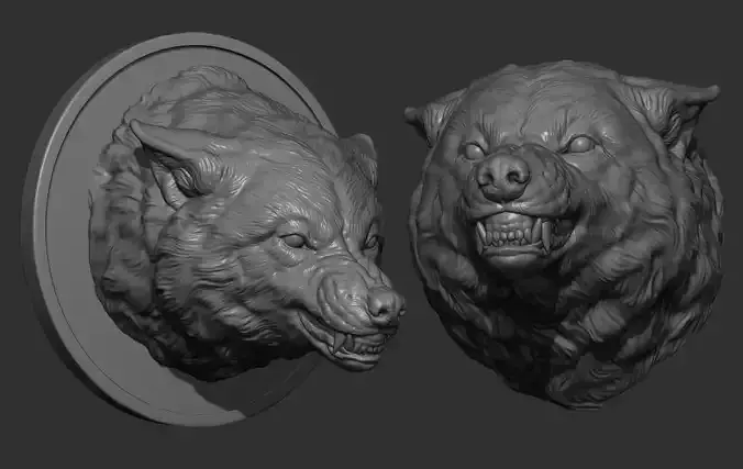Wolf grin roar head 3D print model