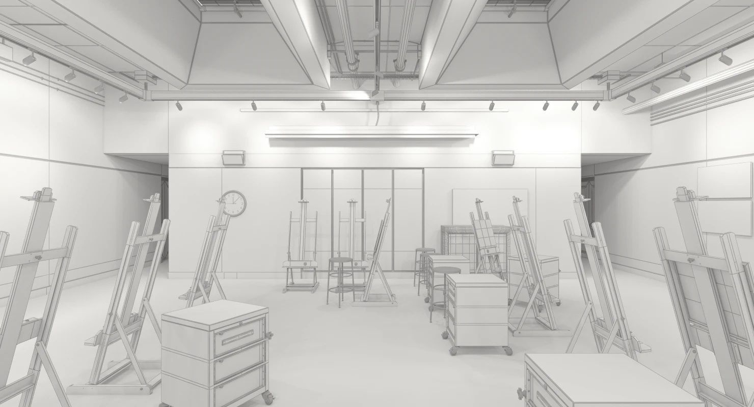 Studio Arts Space Interior Scene 3D model_9