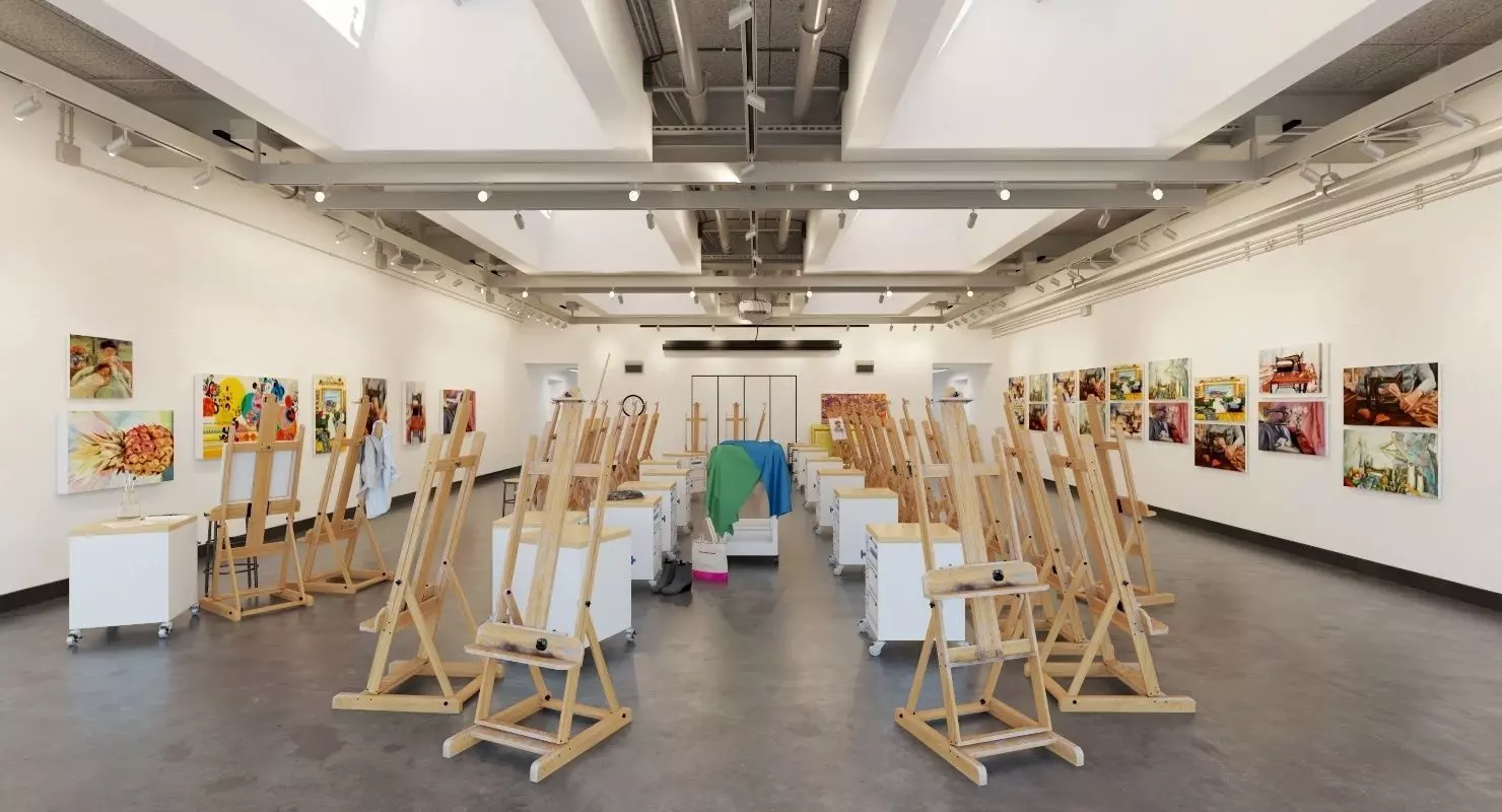 Studio Arts Space Interior Scene 3D model_0