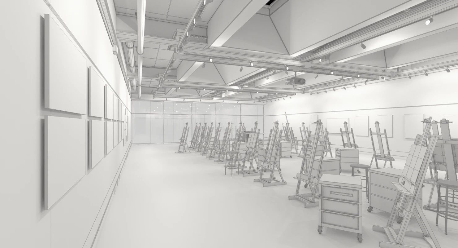 Studio Arts Space Interior Scene 3D model_10