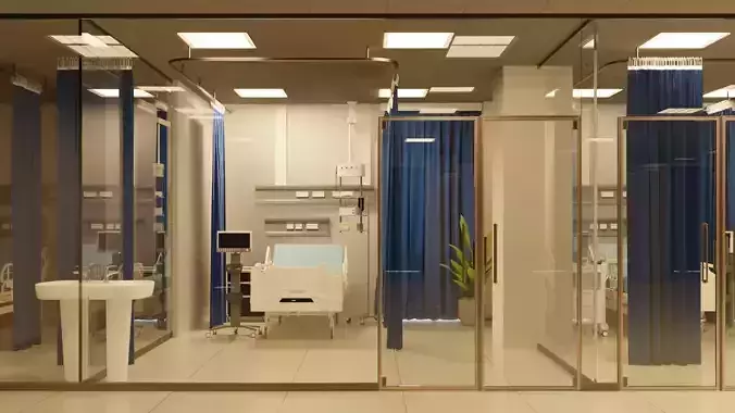 hospital ICU room 3d model  3D model