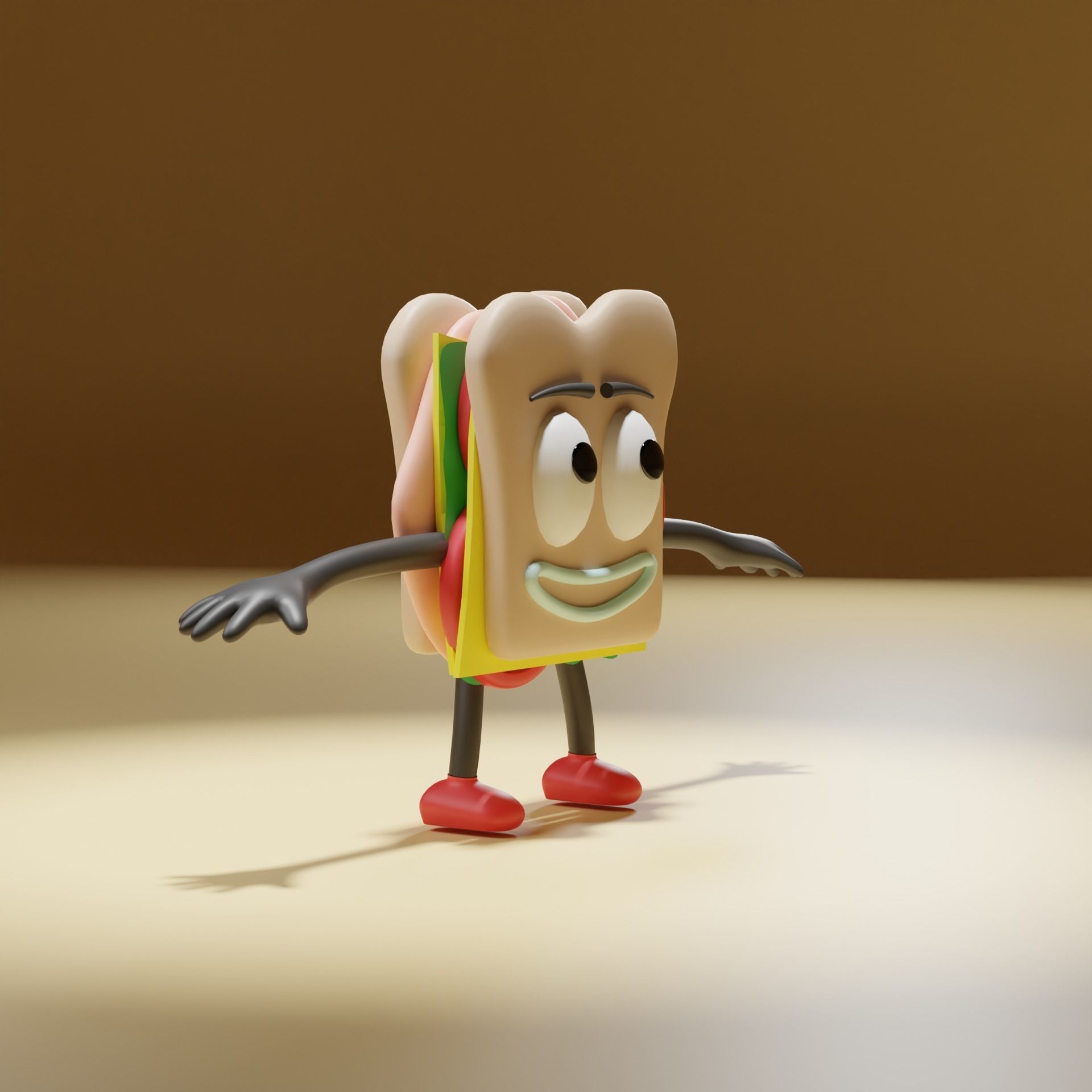 Cartoon Sandwich Free 3D model_8