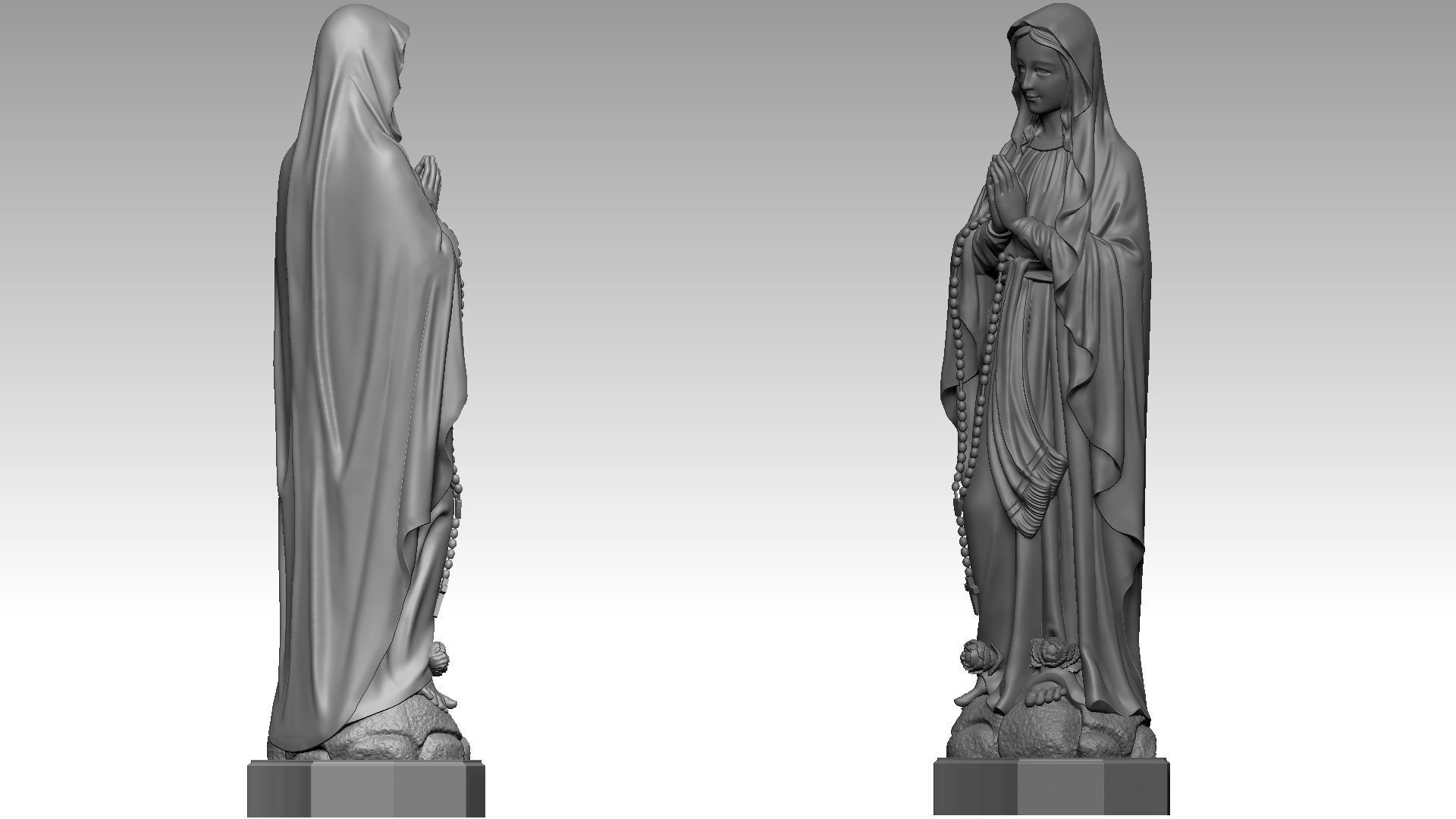 Virgin Mary - Notre Dame de Lourdes 3D print model_7