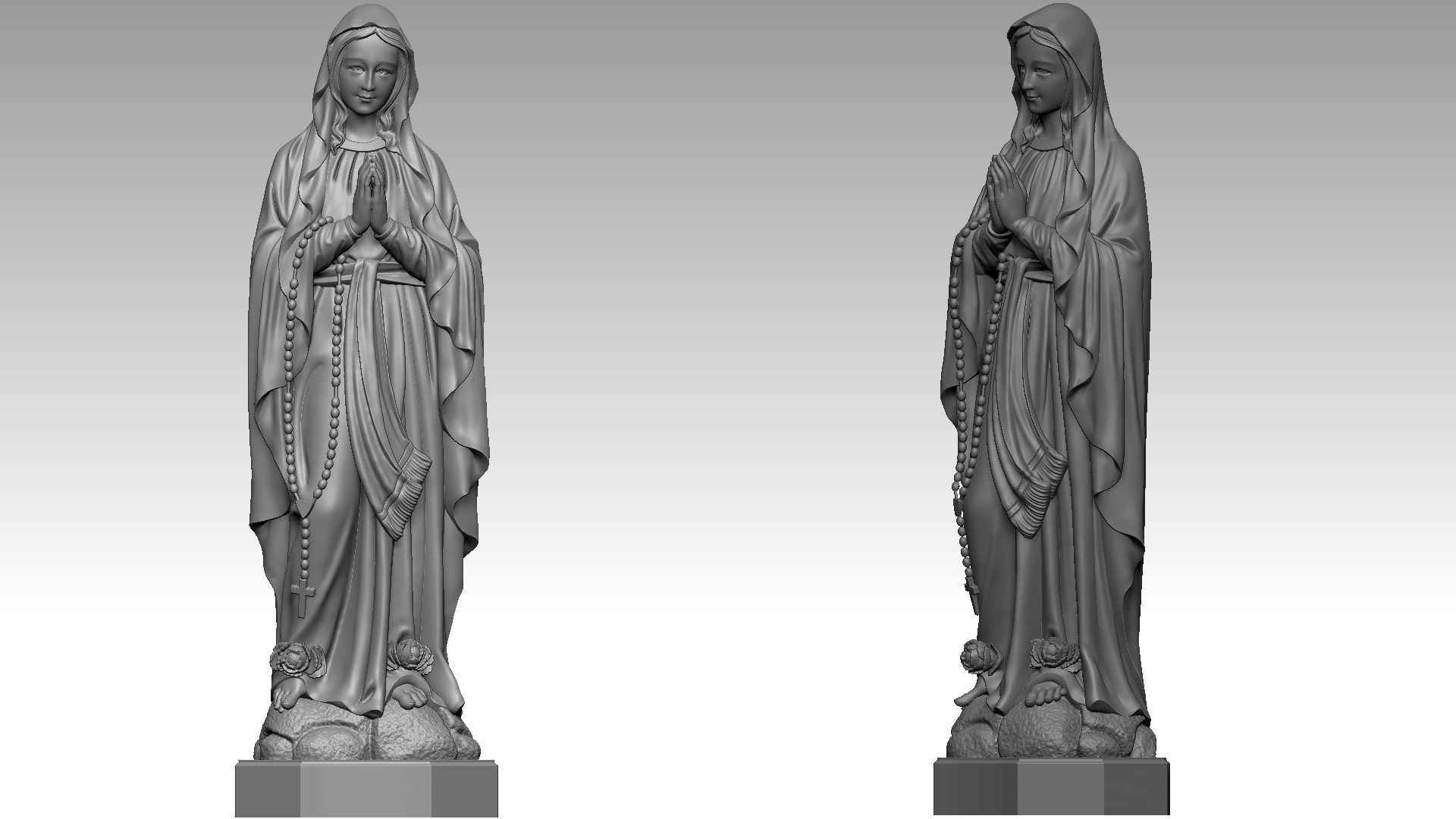 Virgin Mary - Notre Dame de Lourdes 3D print model_5