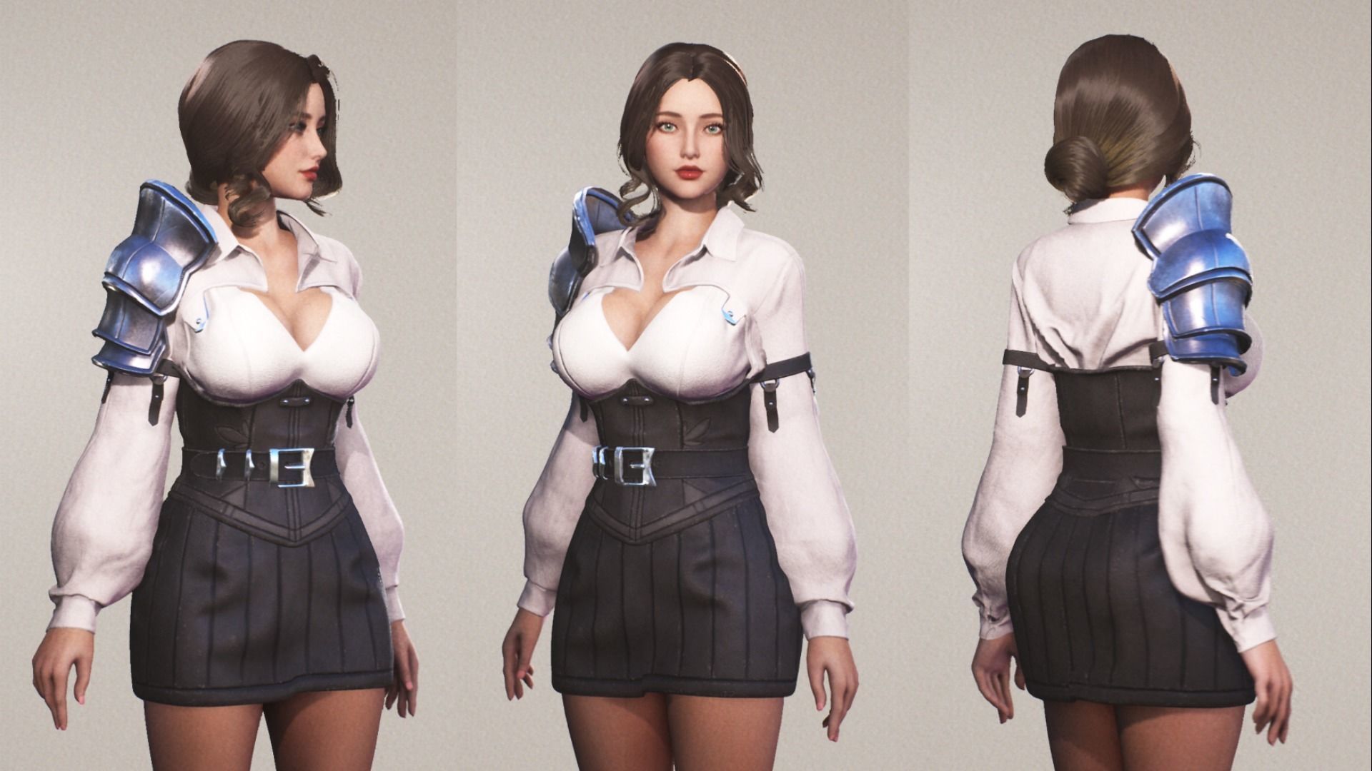 Medieval Girl Madelyn F2 Rigged Animated Modular Game Character Low-poly 3D model_14