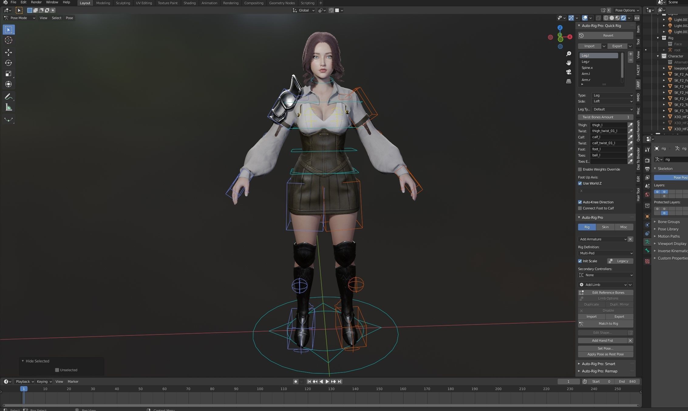 Medieval Girl Madelyn F2 Rigged Animated Modular Game Character Low-poly 3D model_7