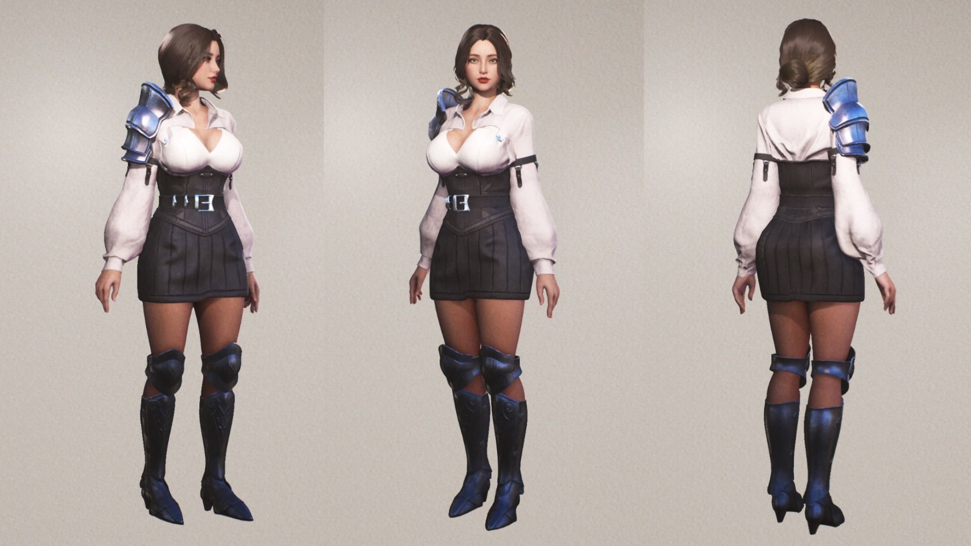 Medieval Girl Madelyn F2 Rigged Animated Modular Game Character Low-poly 3D model_16