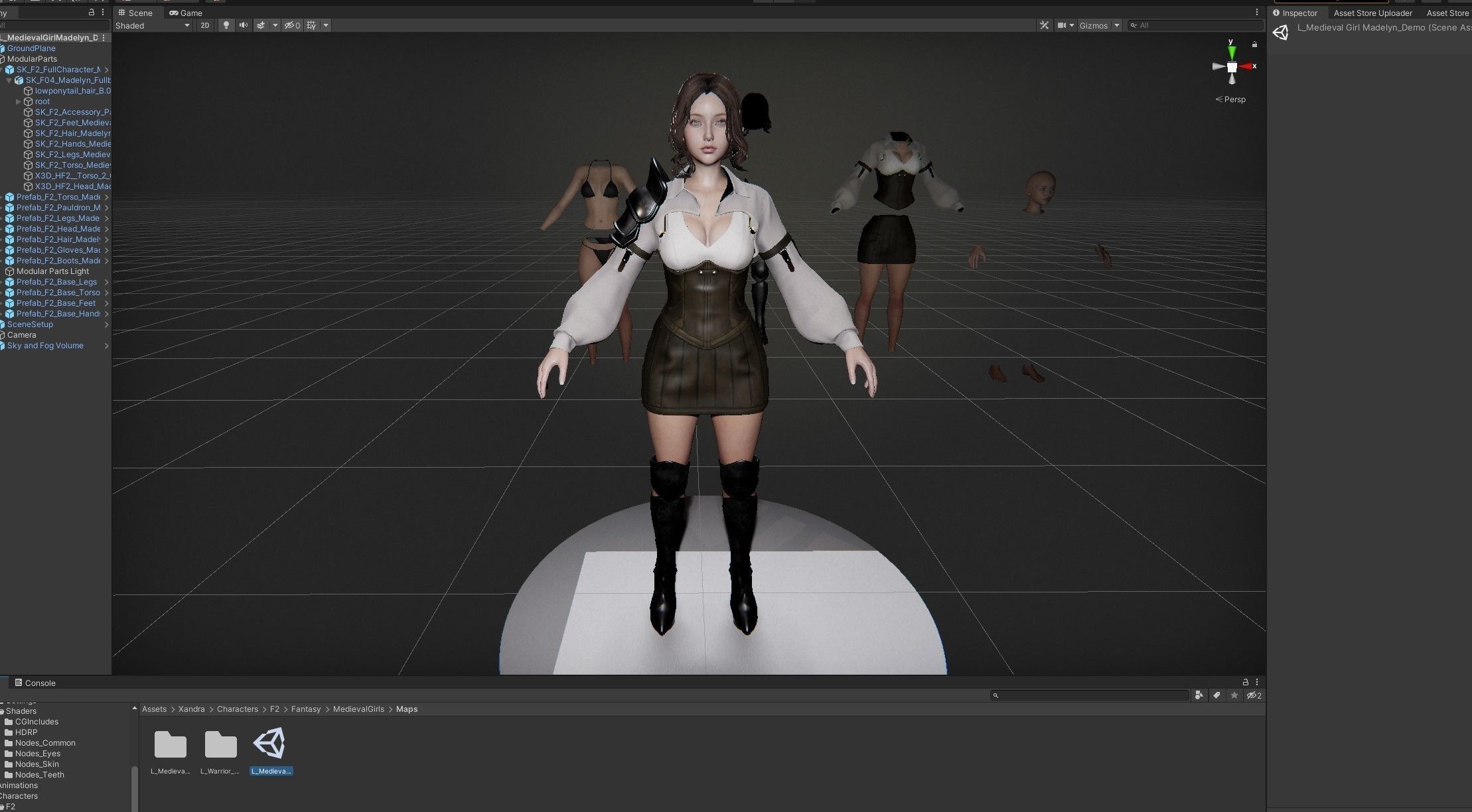 Medieval Girl Madelyn F2 Rigged Animated Modular Game Character Low-poly 3D model_8
