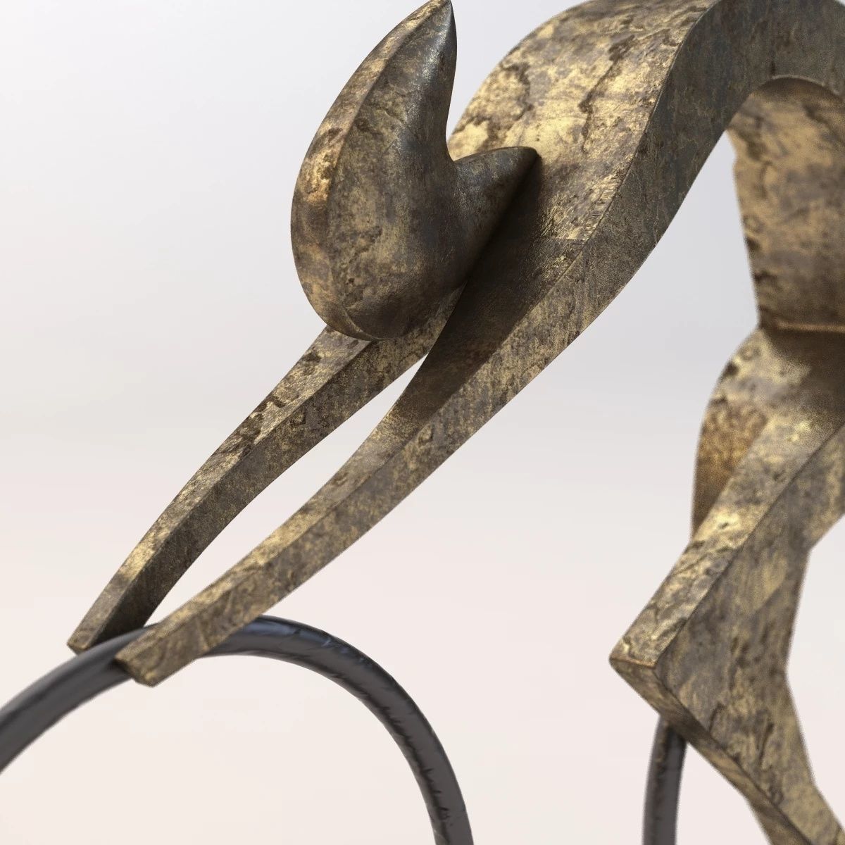 Cyclist Bronze Sculpture 3D model_4