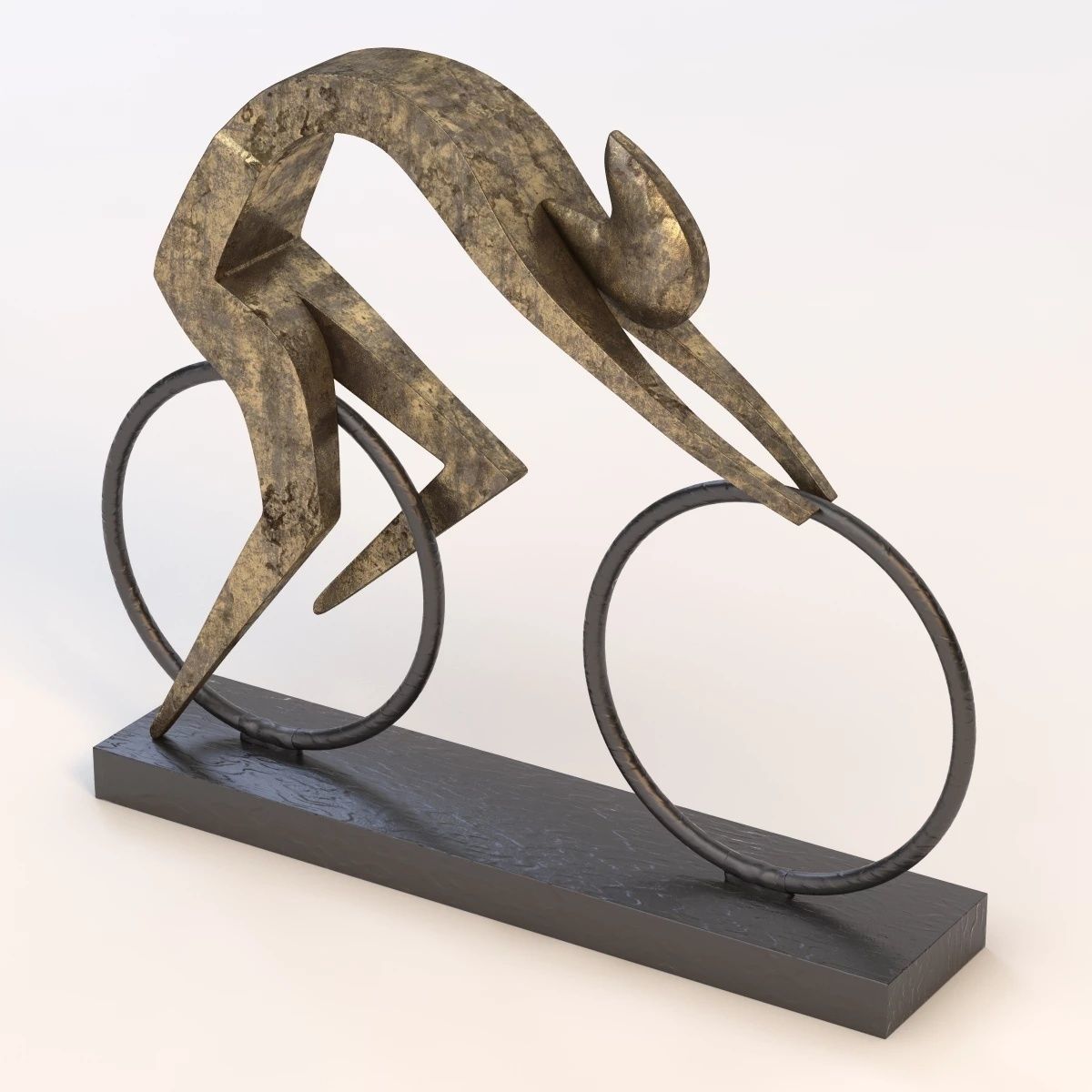 Cyclist Bronze Sculpture 3D model_3