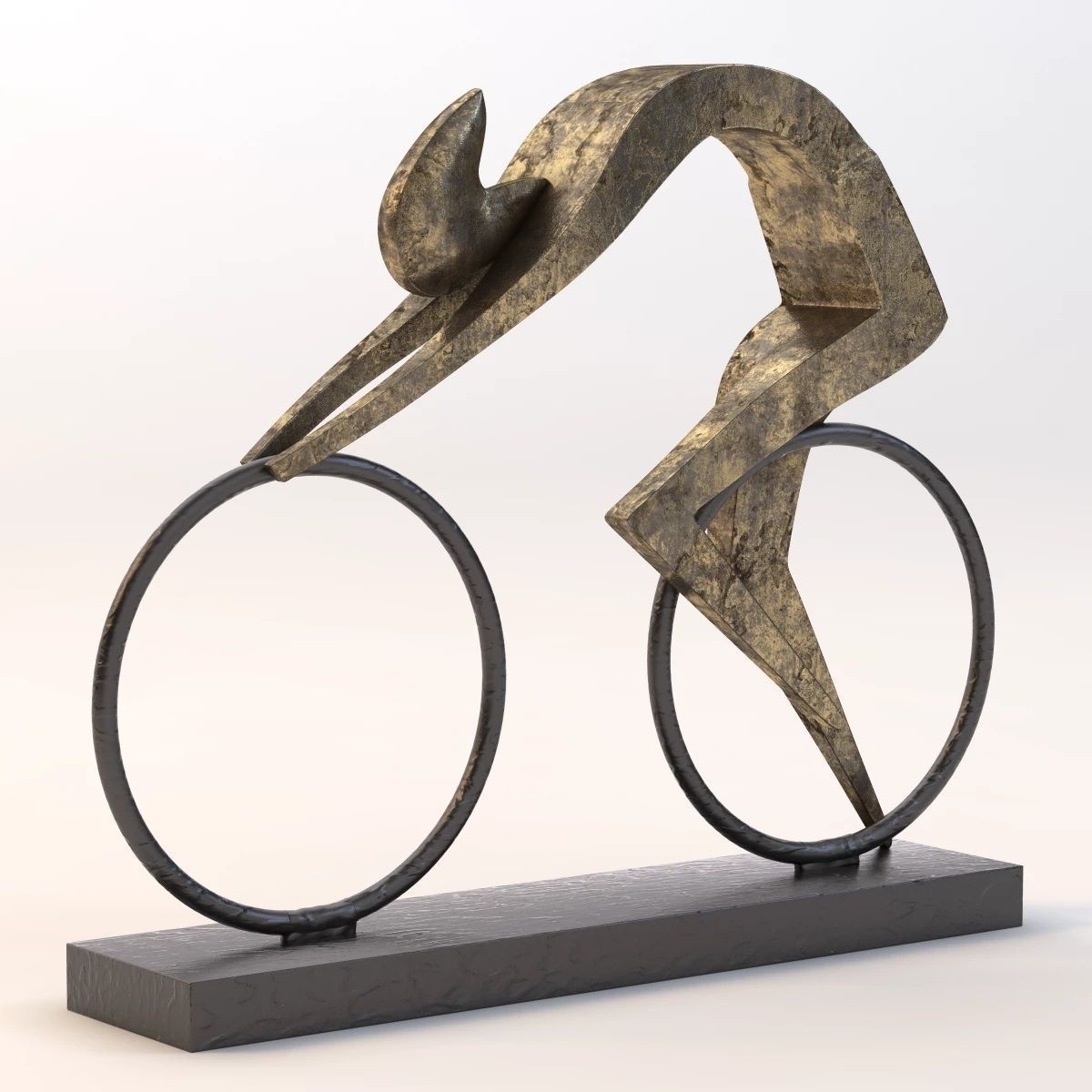 Cyclist Bronze Sculpture 3D model_1