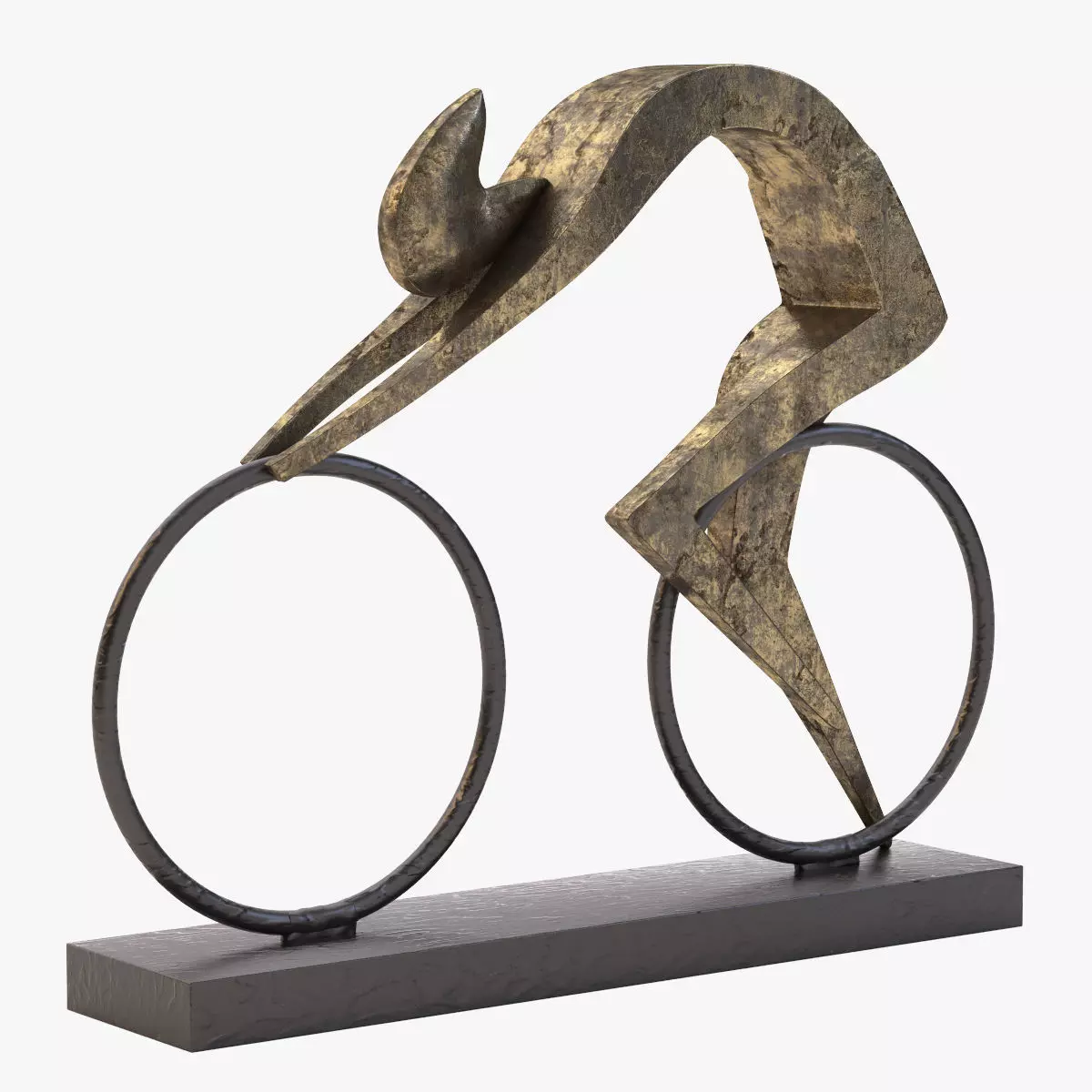 Cyclist Bronze Sculpture 3D model_0