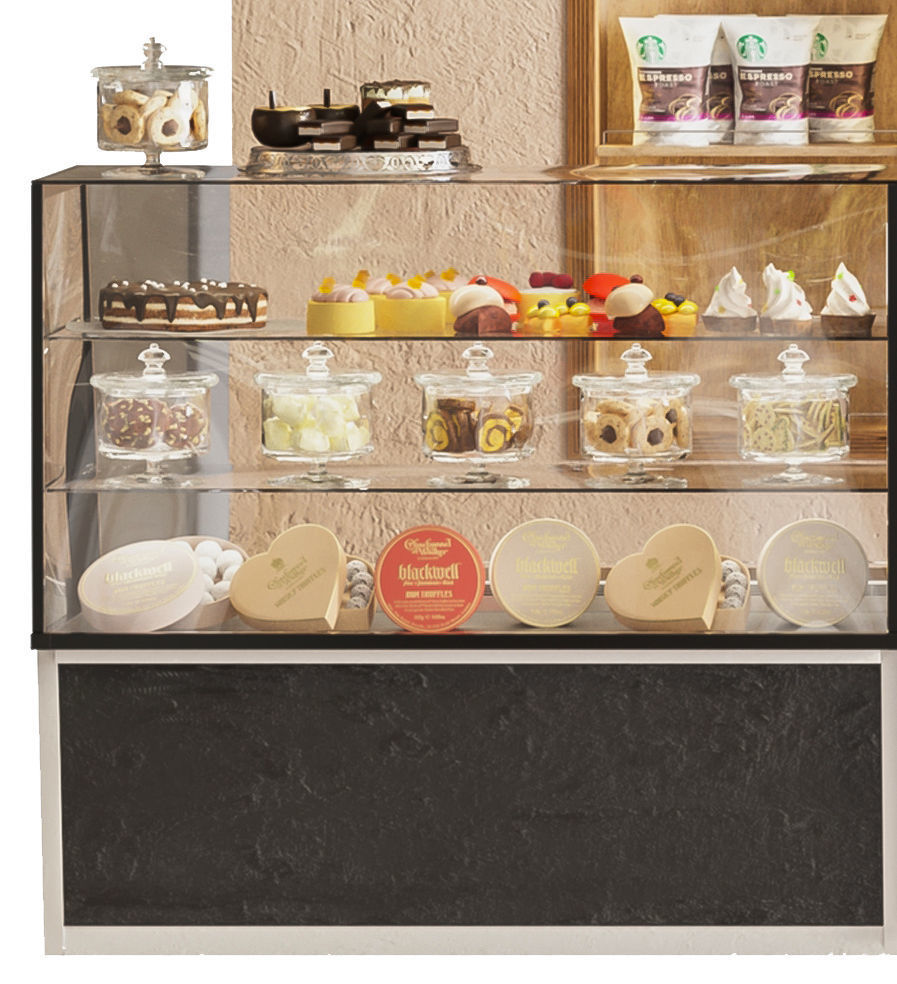 Coffee with a showcase with desserts 3D model_2