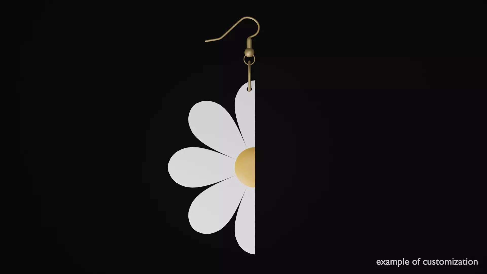 Half Flower earring 3D print model_0