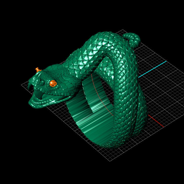Snake Serpent ring 3D print model_7
