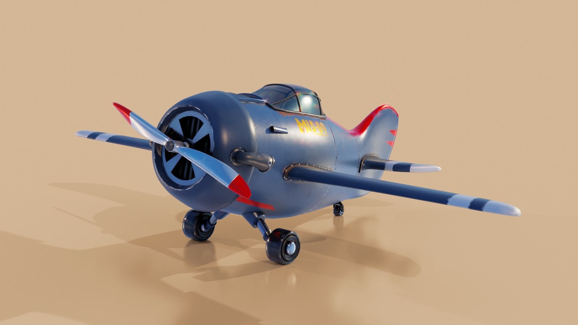 Stylized Cartoon Aircraft 3D model - Game Ready Low-poly 3D model_1