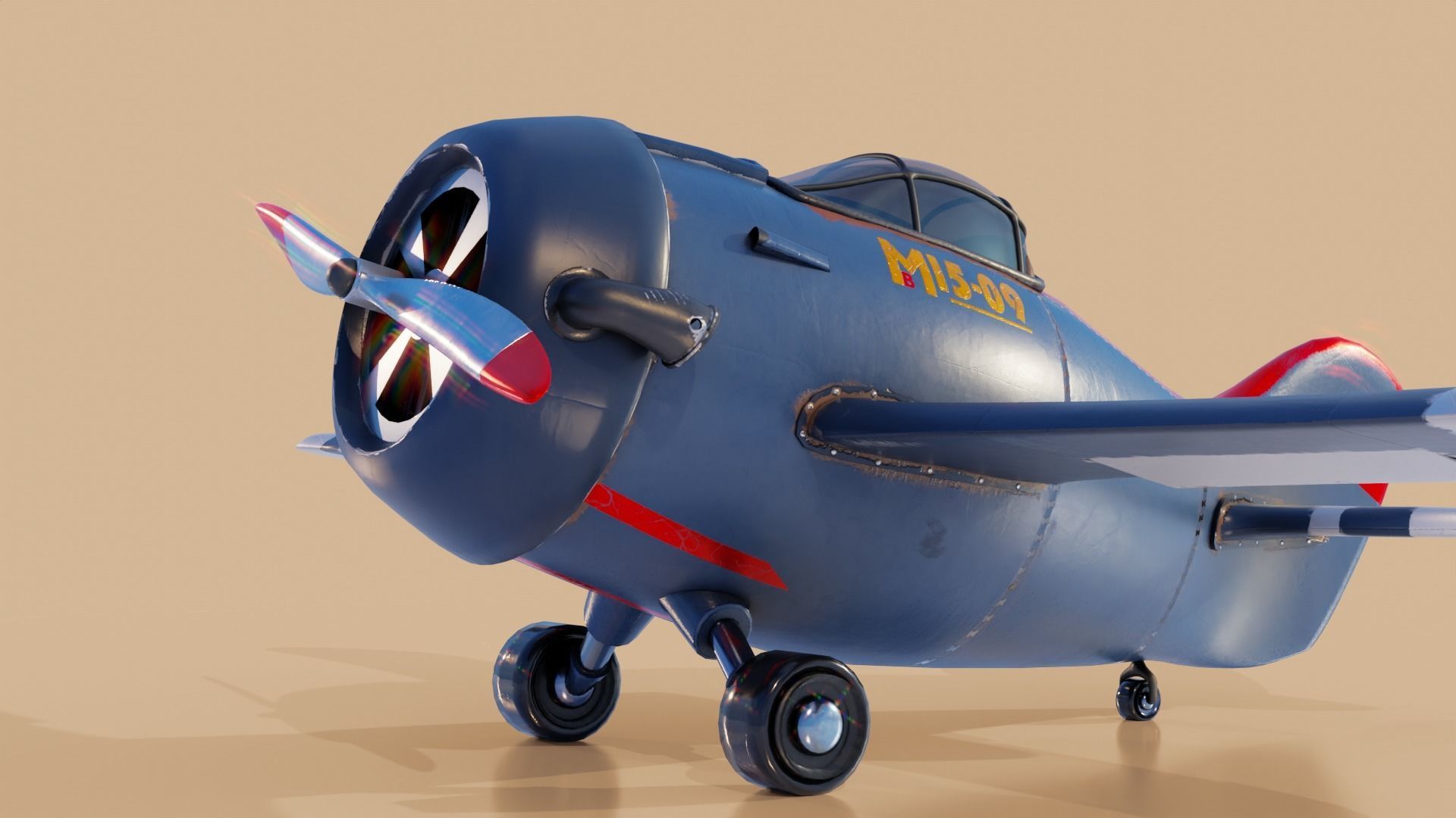Stylized Cartoon Aircraft 3D model - Game Ready Low-poly 3D model_7