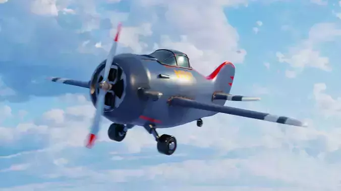 Stylized Cartoon Aircraft 3D model - Game Ready   