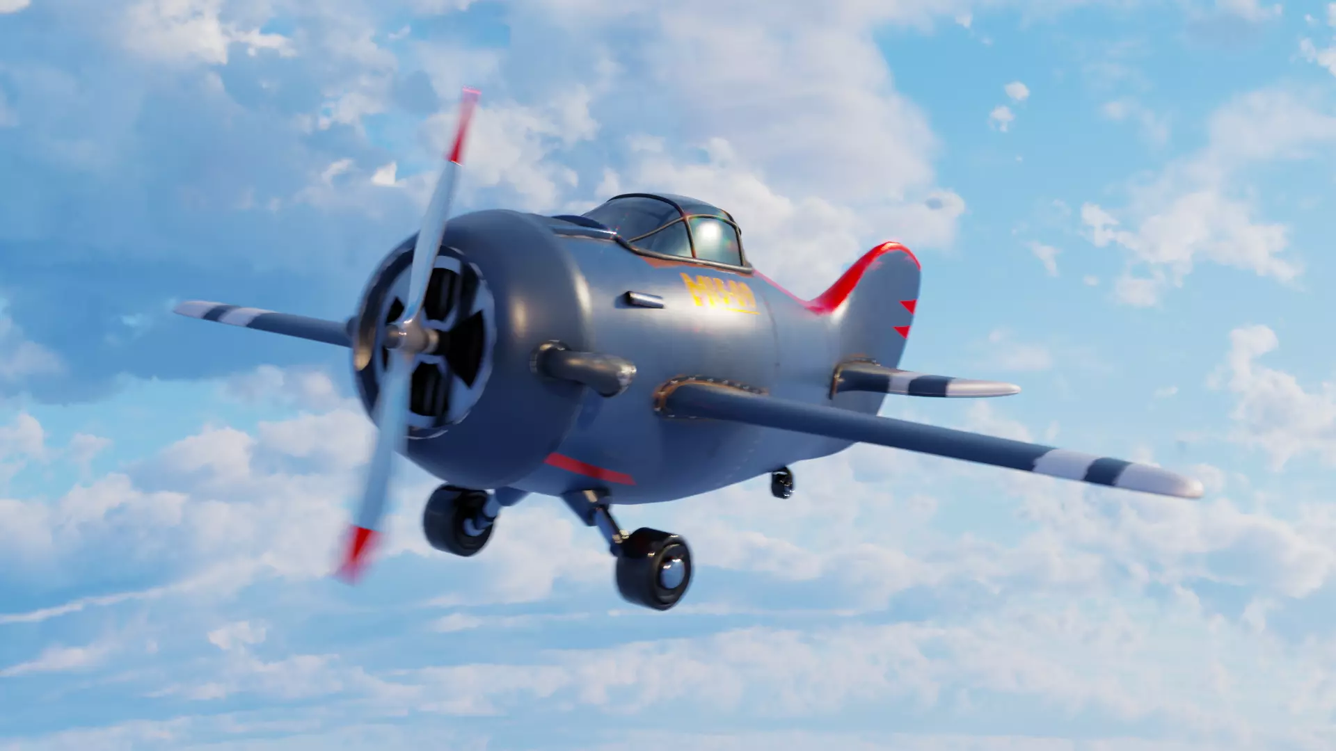 Stylized Cartoon Aircraft 3D model - Game Ready Low-poly 3D model_0