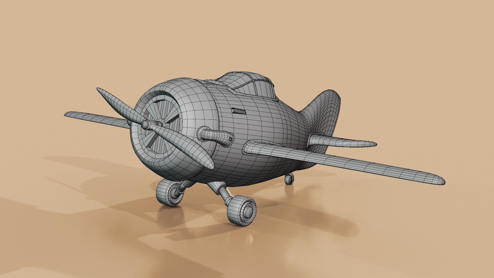 Stylized Cartoon Aircraft 3D model - Game Ready Low-poly 3D model_9