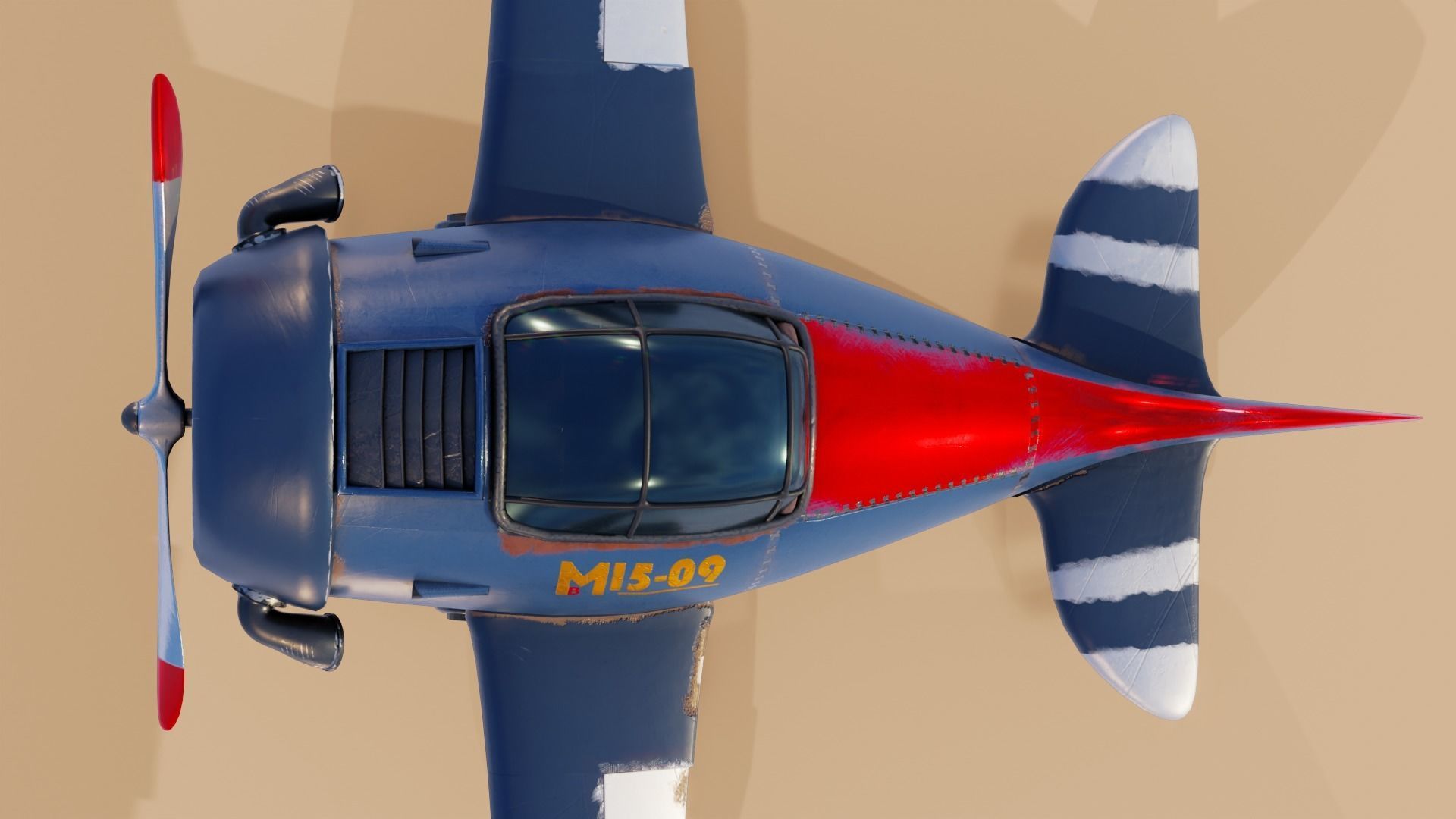 Stylized Cartoon Aircraft 3D model - Game Ready Low-poly 3D model_4