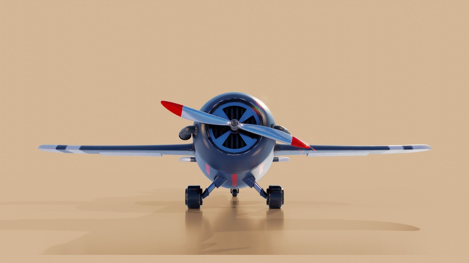 Stylized Cartoon Aircraft 3D model - Game Ready Low-poly 3D model_5