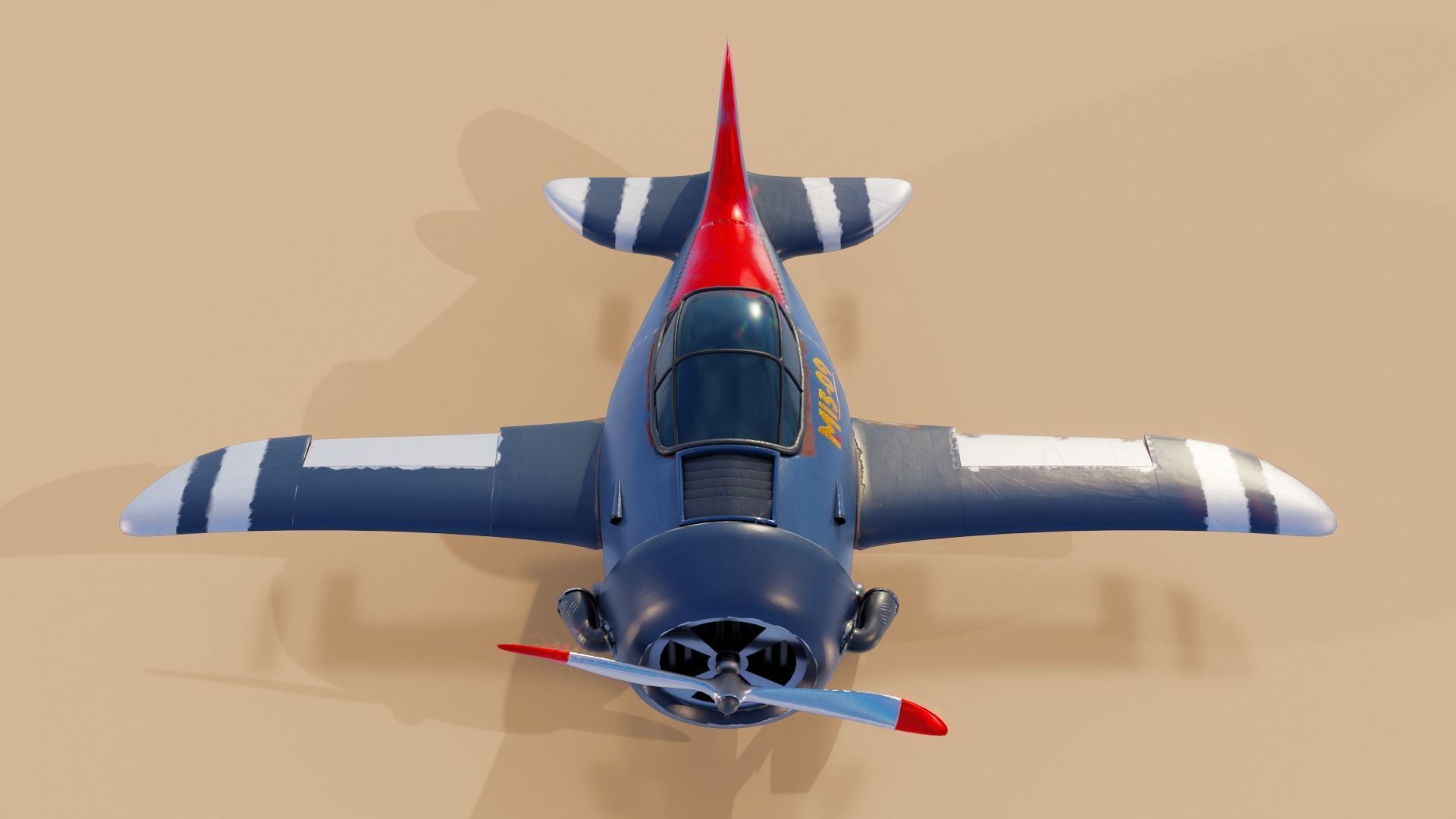 Stylized Cartoon Aircraft 3D model - Game Ready Low-poly 3D model_8