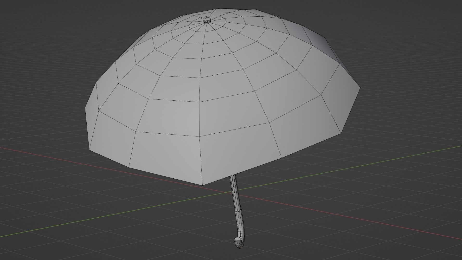 Umbrella colorful with wooden handle Low-poly 3D model_5