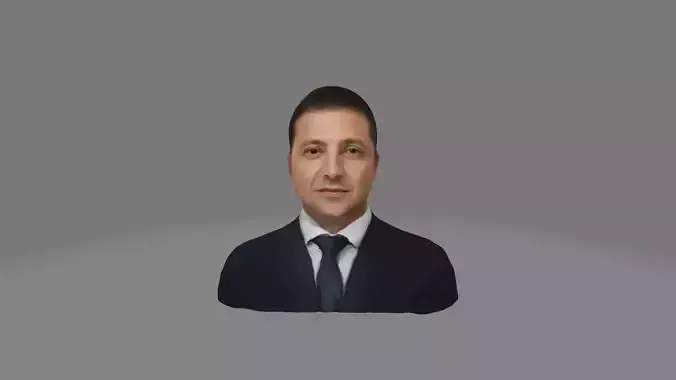 Realistic Volodymyr Zelenskyy 3d bust-portrait-head Lowpoly  3D print model