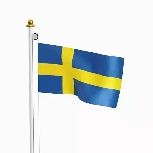 Flag of the Sweden Low-poly 3D model