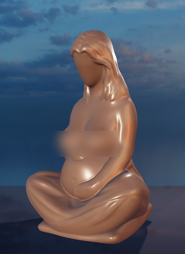 3D figurine pregnant woman simple print 3D print model_7