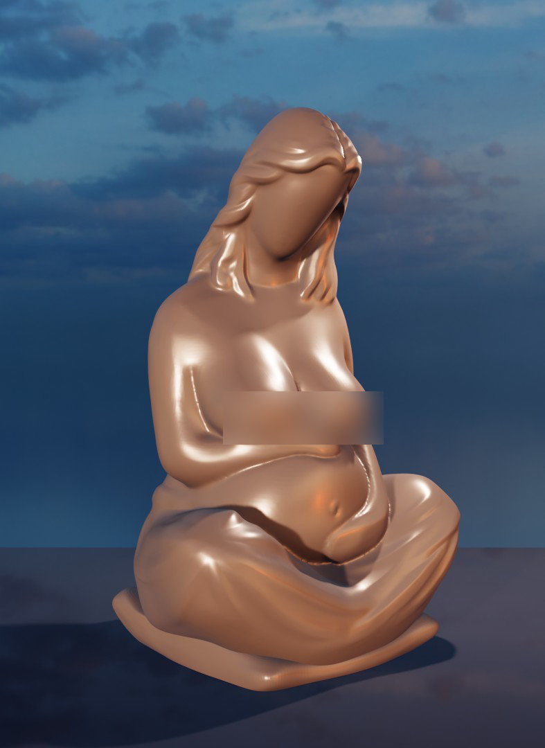 3D figurine pregnant woman simple print 3D print model_2