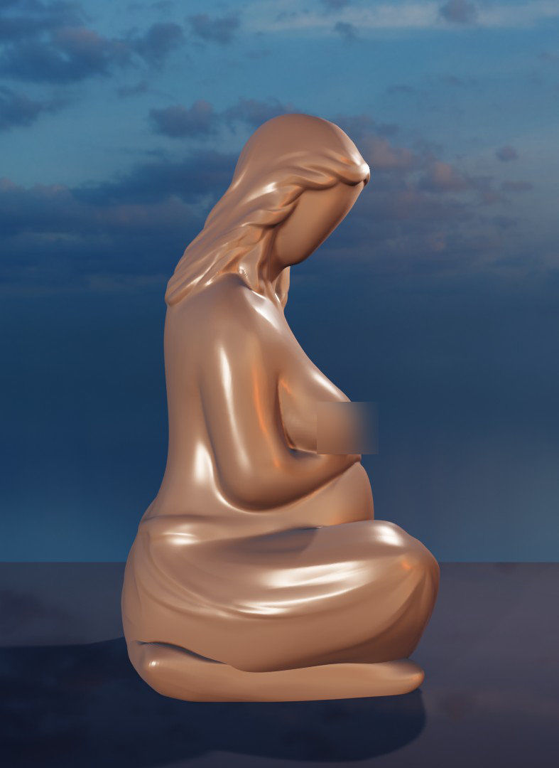 3D figurine pregnant woman simple print 3D print model_3