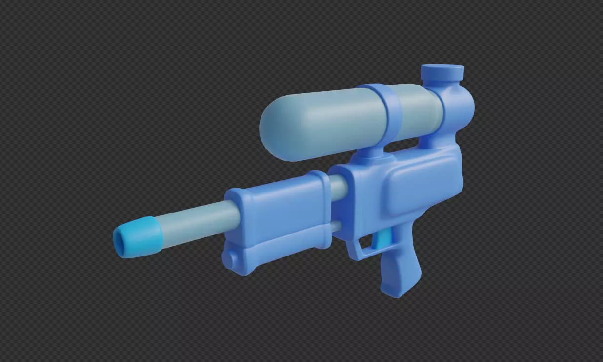 Watergun Low-poly 3D model_0